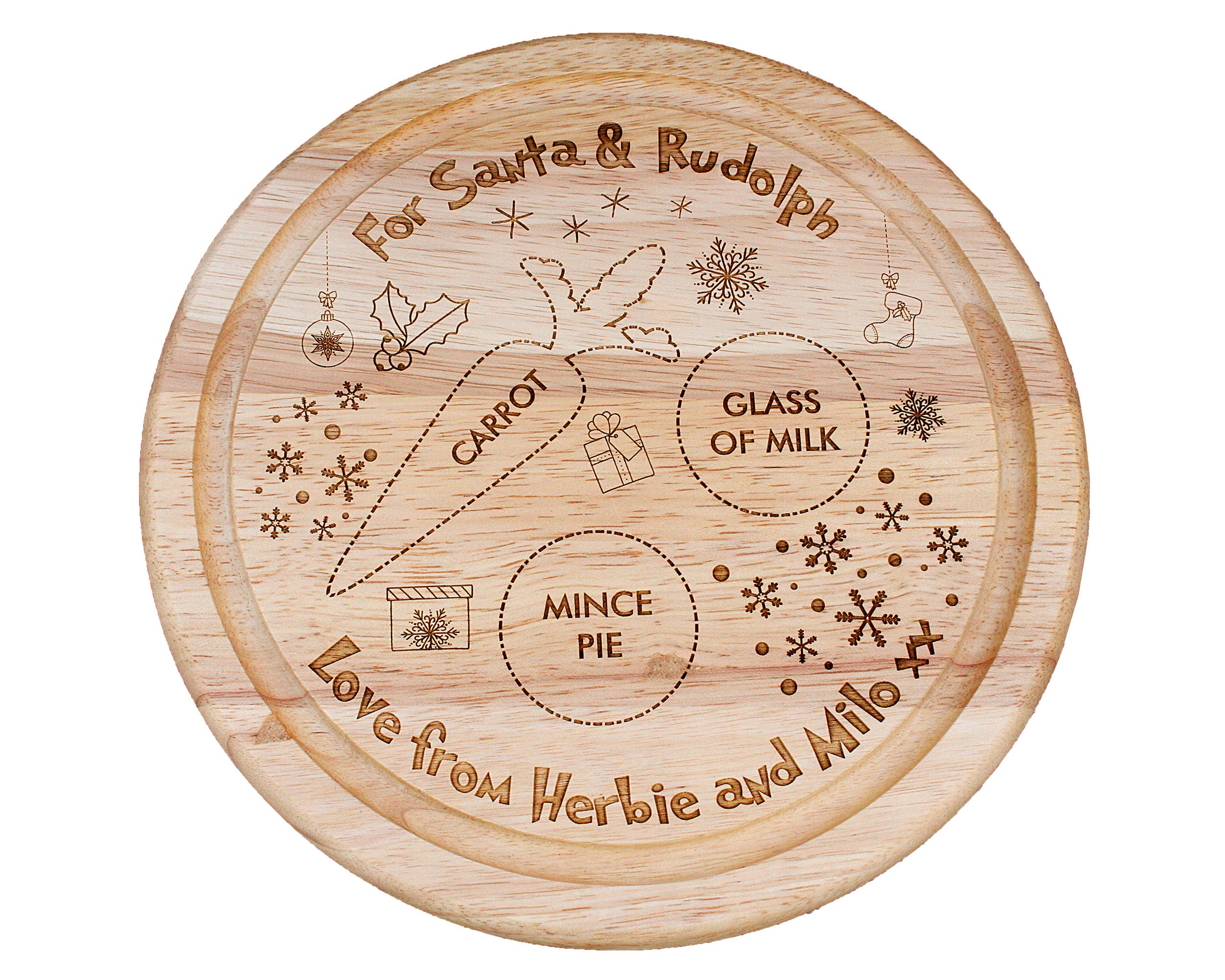 Children s Christmas Eve plate Personalised Santa plate Wooden Snack And Drink Board Santa treat plate Artsy Laser